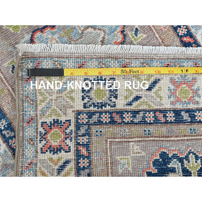 2'1"X5'10" Frost Gray Kazak Tribal Design Soft Wool Hand Knotted Runner Rug