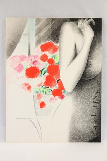 Jean Grard Dubois "Matinale" 1984 Original Color Pencil Drawing 50X65Cm Signed