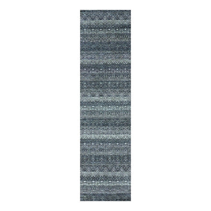 2'7"X10'1" Hale Navy Gray Kohinoor Herrita Wool Hand Knotted Runner Rug
