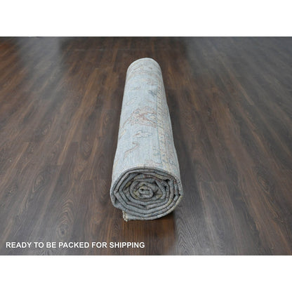 14'X17'9" Light Gray Oushak Design Hand Knotted Pure Wool Oversized Rug