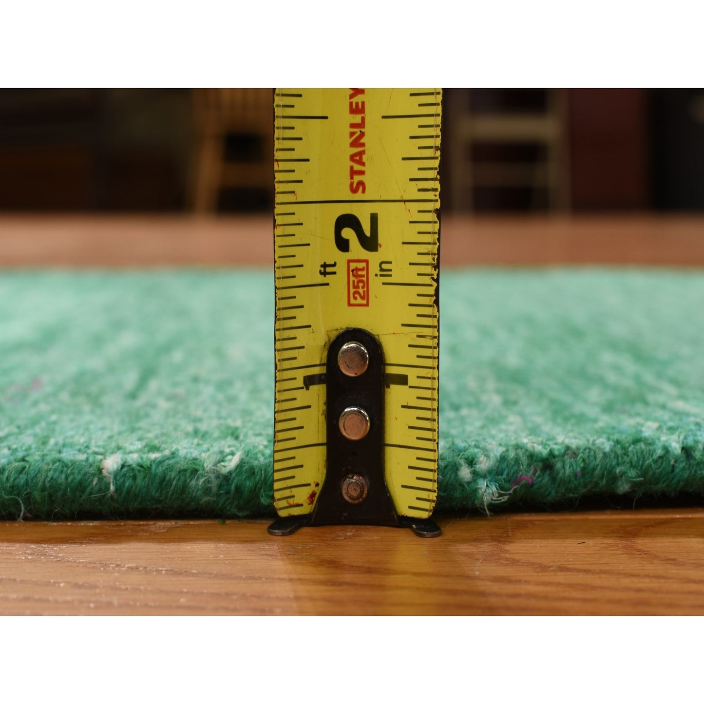 Solid Design Sample Silk Hand Knotted Mat Rug Green Plain 2'x3'1