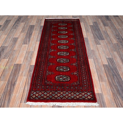 2'2"X5'8" Red Princess Bokara Medallions Hand Knotted Soft Wool Runner Rug
