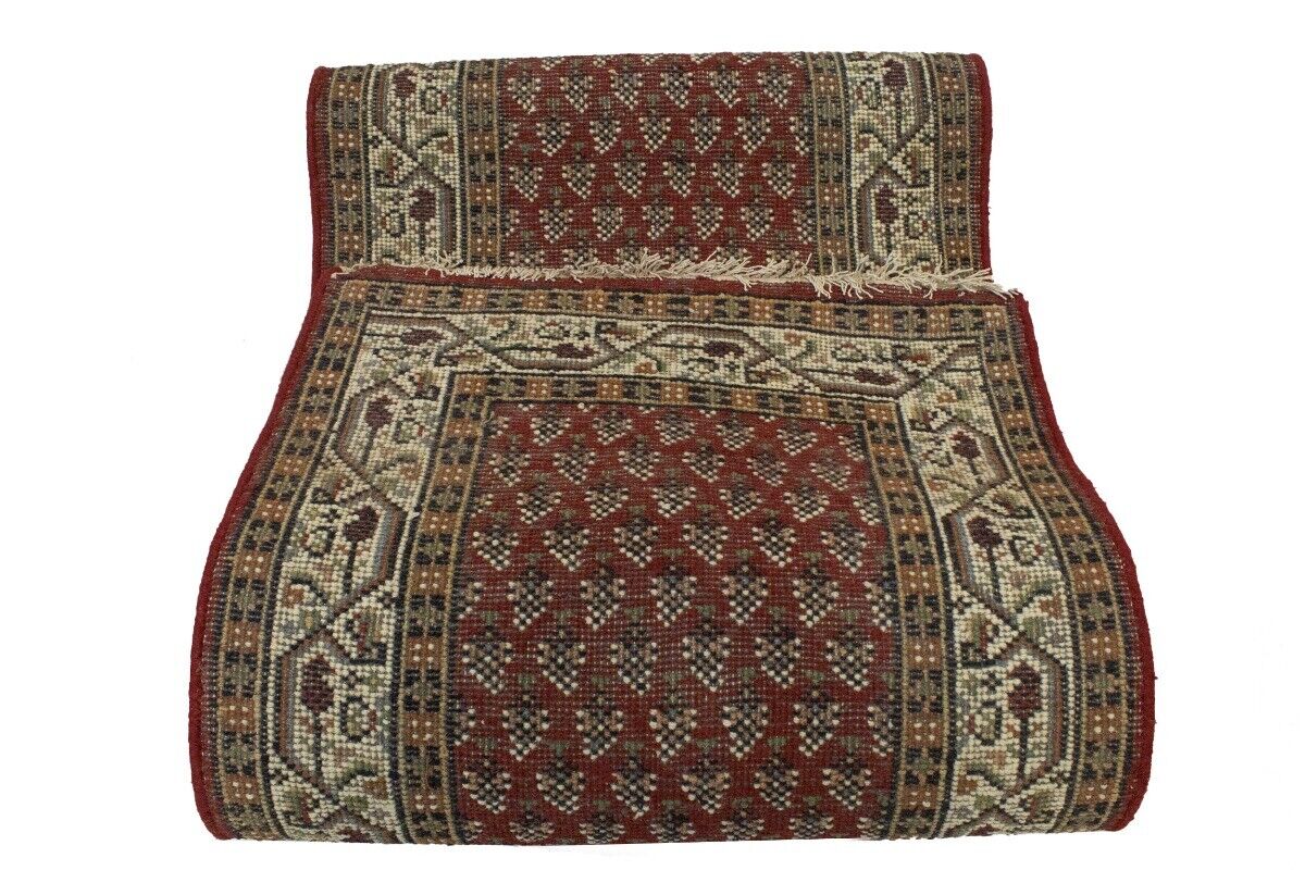 Hand-Knotted Wool Oriental Runner Rug Red Allover