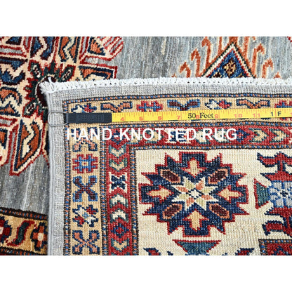 6'X6' Gray Afghan Super Kazak Wool Hand Knotted Oriental Square Rug