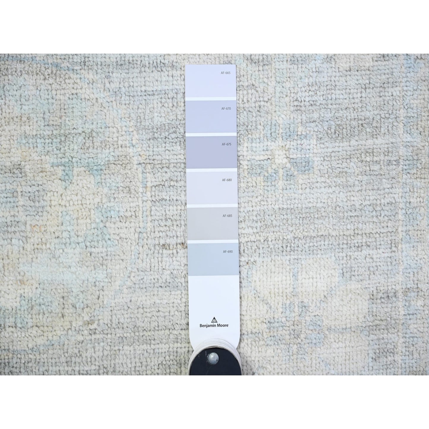 4'X12'2" Gray White Wash Peshawar Wool Hand Knotted Runner Oriental Rug