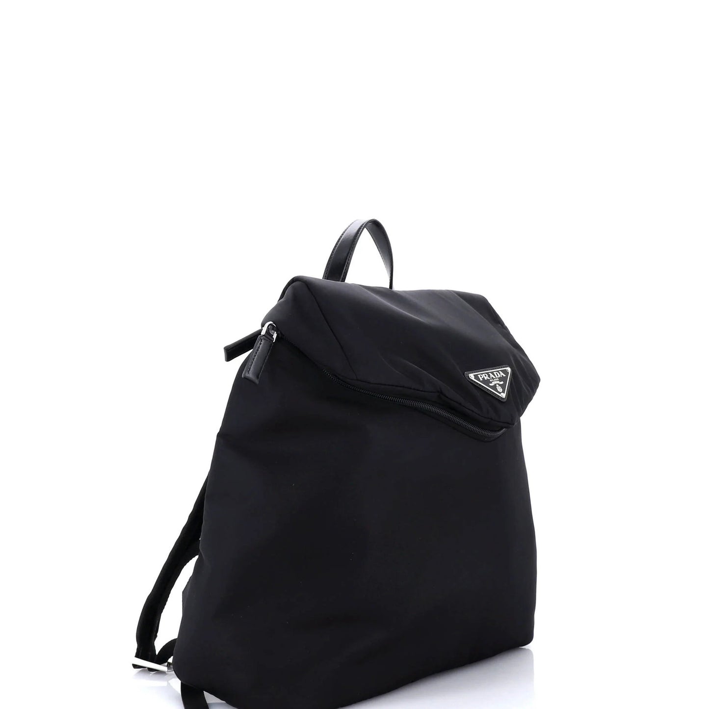 Leather Prada Zipped Triangle Flap Backpack Re-Nylon and