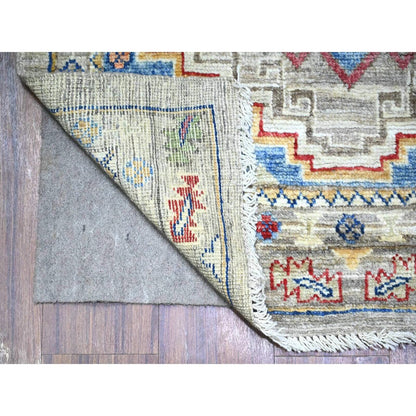 3'X11'8" Koala Gray Angora Oushak Vibrant Wool Hand Knotted Runner Rug