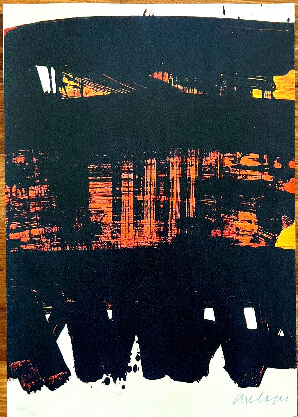 Pierre Soulages Coa Signed Op 1995 Numbered By Hand In Pencil 275Ex