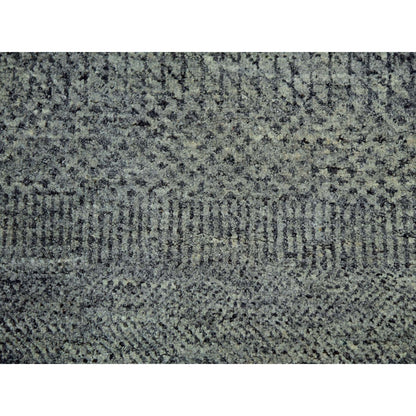 12'X12' Krypton Gray Hand Knotted Modern Grass Design Square Oriental Rug