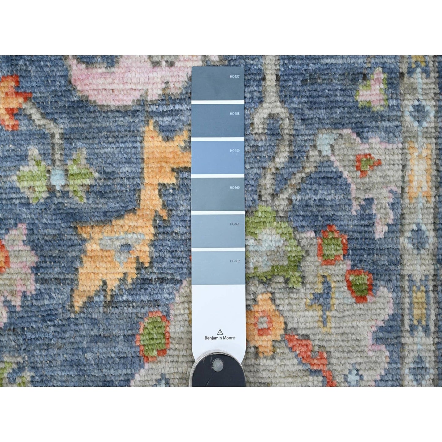 4'1"X10'7" Blue Afghan Angora Oushak Wide Gallery Oriental Runner Rug