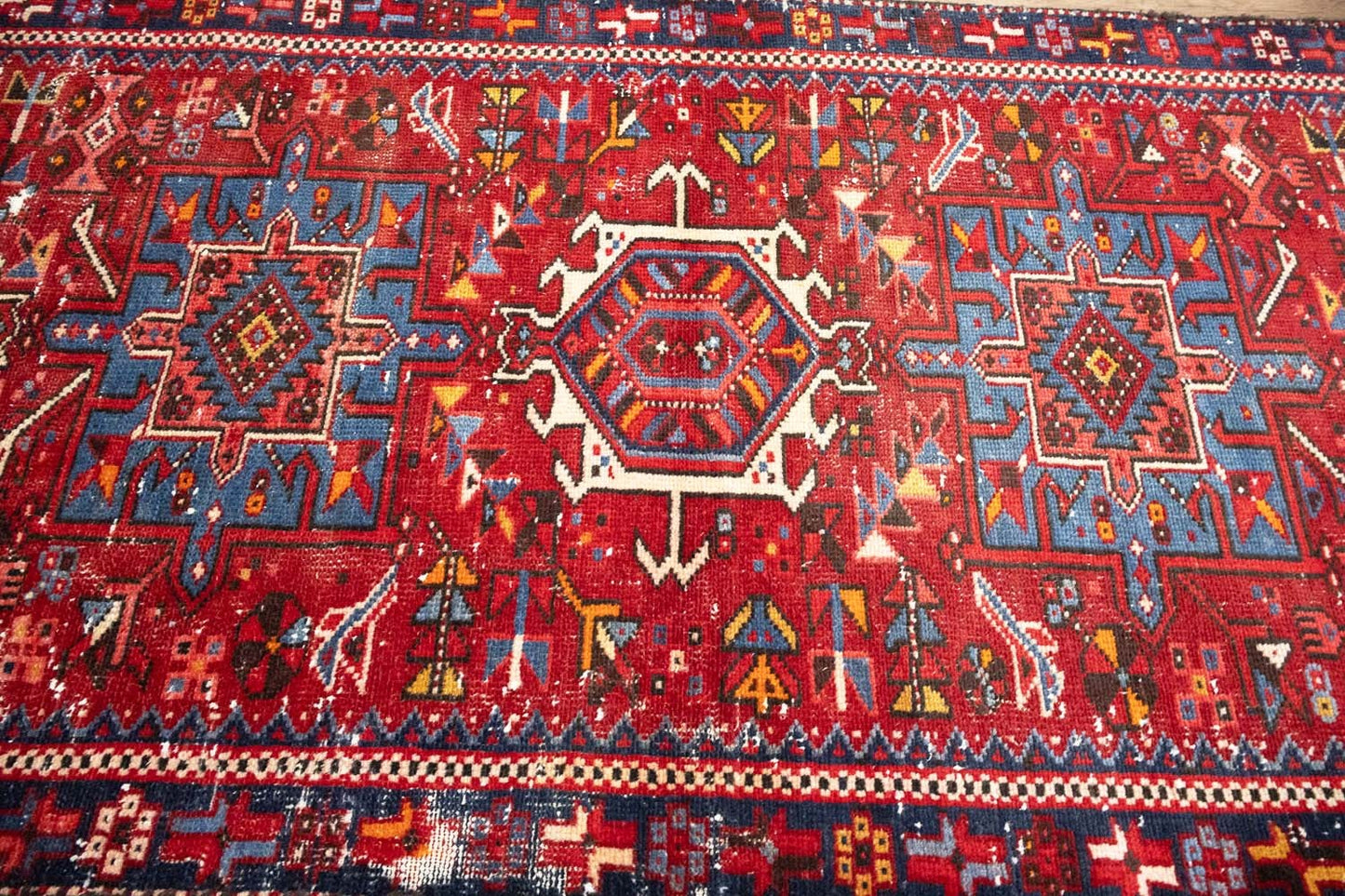 Semi-Antique Hand-Knotted Tribal Red Oriental Runner Rug Kitchen Carpet 3x9 Ft