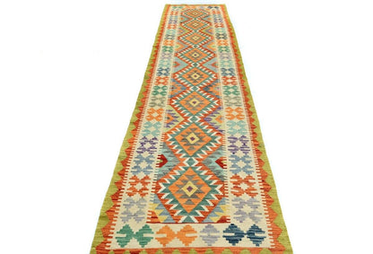 Reversible Multicolored Tribal Kilim Runner Rug