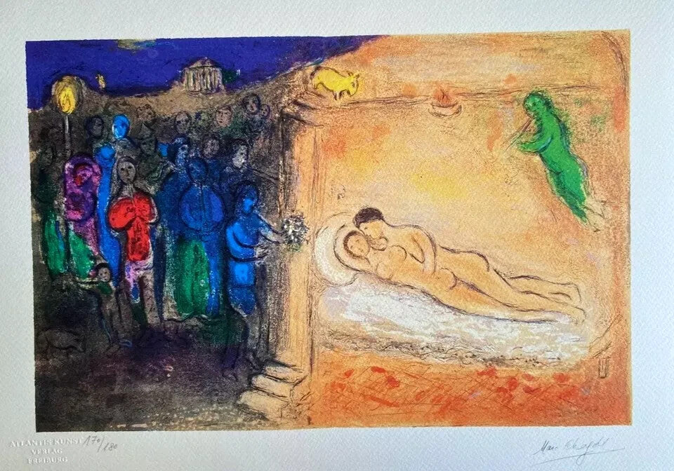 Marc-Chagall Lithograph Hand-Made Coa Hand-Signed Op