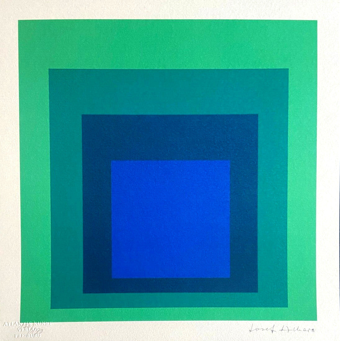 Josef Albers Lithograph Coa Numbered By Hand Signed O.P. Stamp