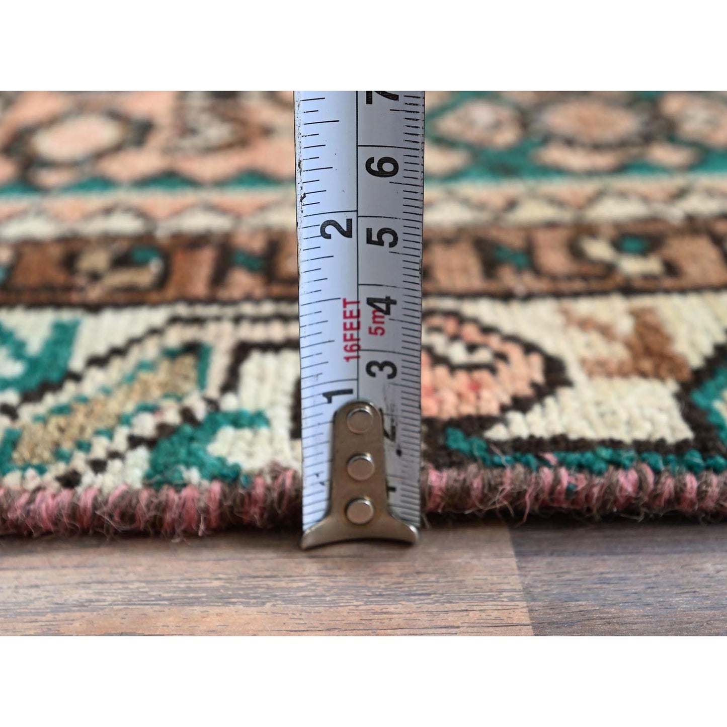 3'X8'1" Peach Vintage Zoroastrian Khamadan Hand Knotted Wool Runner Rug