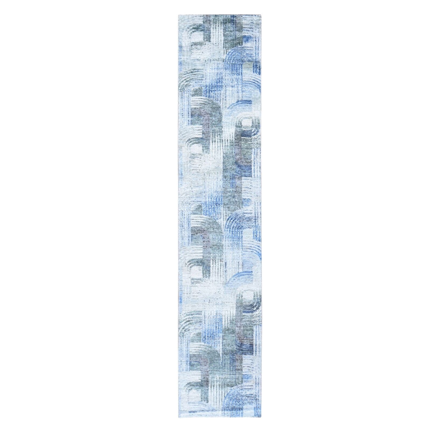 2'7"X12' The Intertwined Passage Silk -Text Wool Hand Knotted Runner Rug