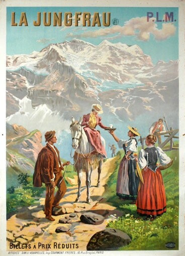 La Jungfrau Bernese Oberland By Taconville For The Plm C1900 Stone Litho Travel