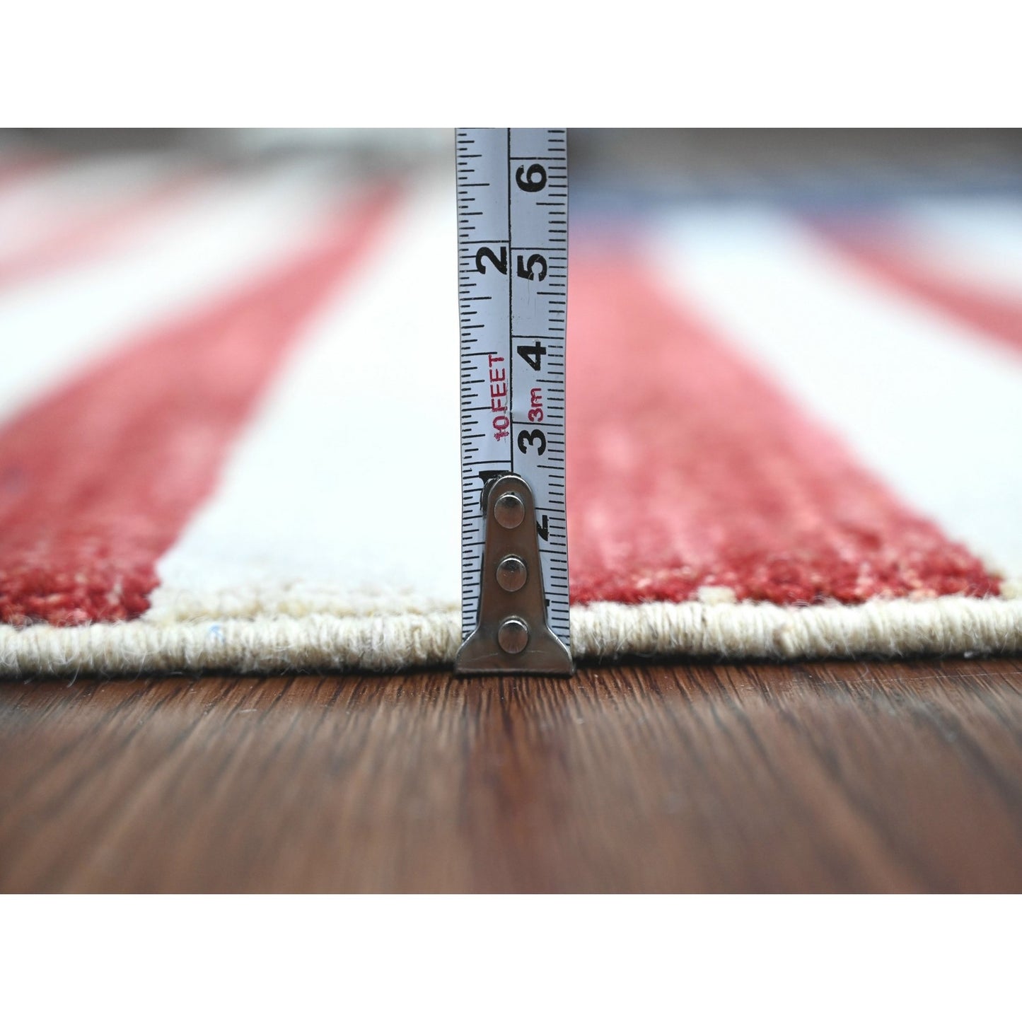 2'6"X3'9" Red Wall Hanging American Flag Hand Knotted Pure Wool Rug