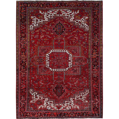 10'2"X13'8" Penn Red Hand Knotted All Wool Cropped Thin Oriental Rug
