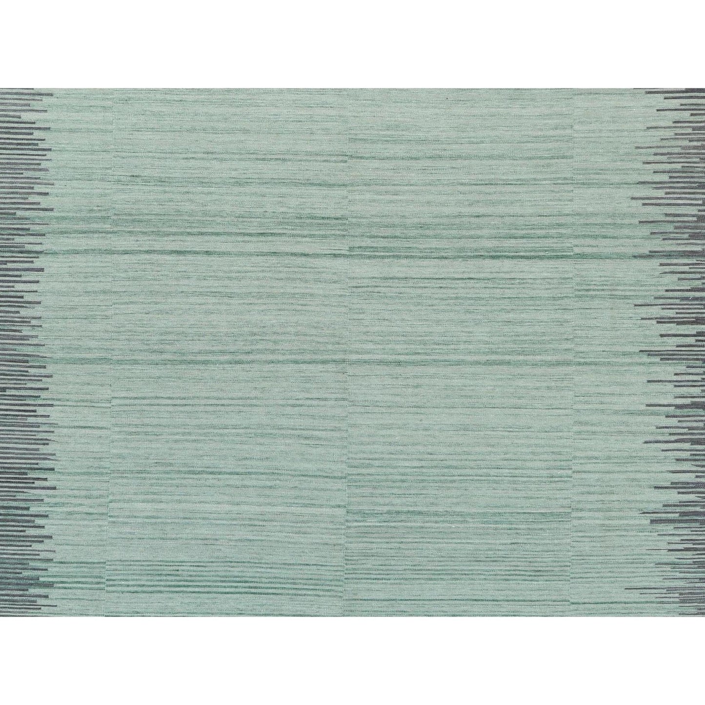 10'X14'1" Hand Woven Light Green Flat Weave Kilim Reversible Wool Rug