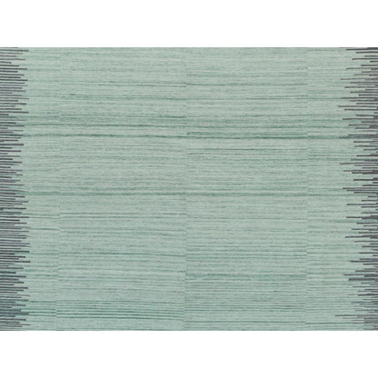 10'X14'1" Hand Woven Light Green Flat Weave Kilim Reversible Wool Rug