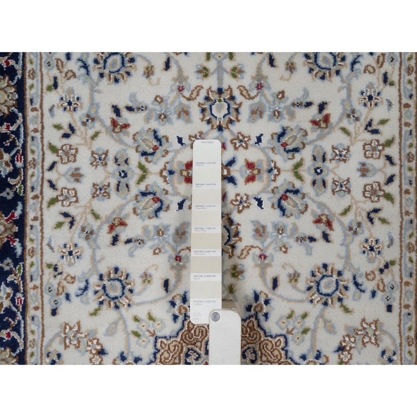 2'8"X10'3" Ivory Nain Medallion Motif Wool & Silk Hand Knotted Runner Rug