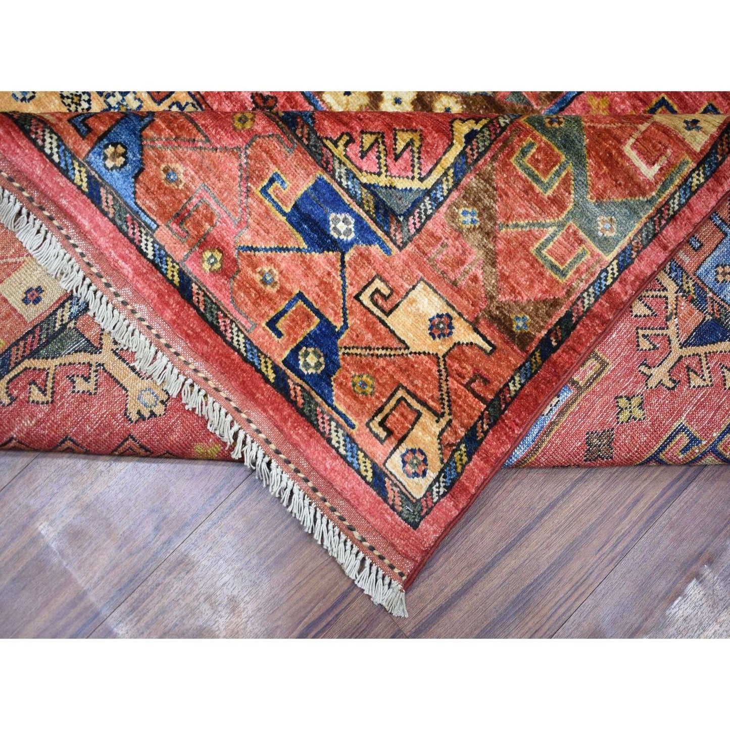 8'8"X11'7"Red Turkeman Ersari With Geometric Design Wool Hand Knotted Rug