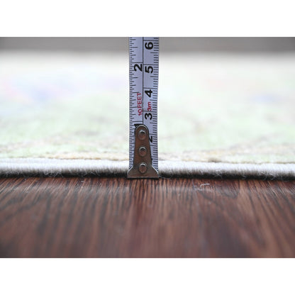 2'5"X9'9" Green Afghan Peshawar Birds Design Hand Knotted Wool Runner Rug