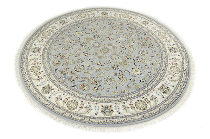 Hand-Knotted Traditional Indo-Nain Floral Round