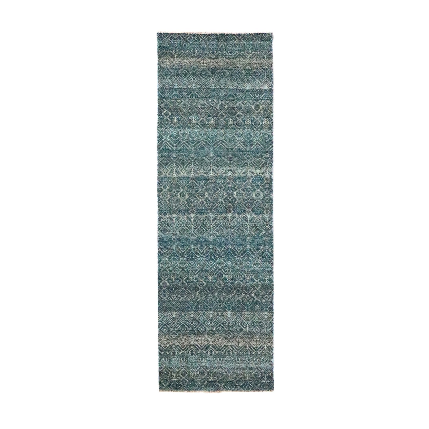 2'5"X7'7" Jasper Blue Kohinoor Herat Pure Wool Hand Knotted Runner Rug