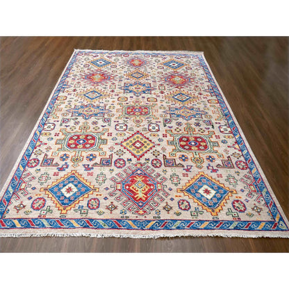 9'X11'10" Buttery Brown Geometric Design Wool Hand Knotted Oriental Rug