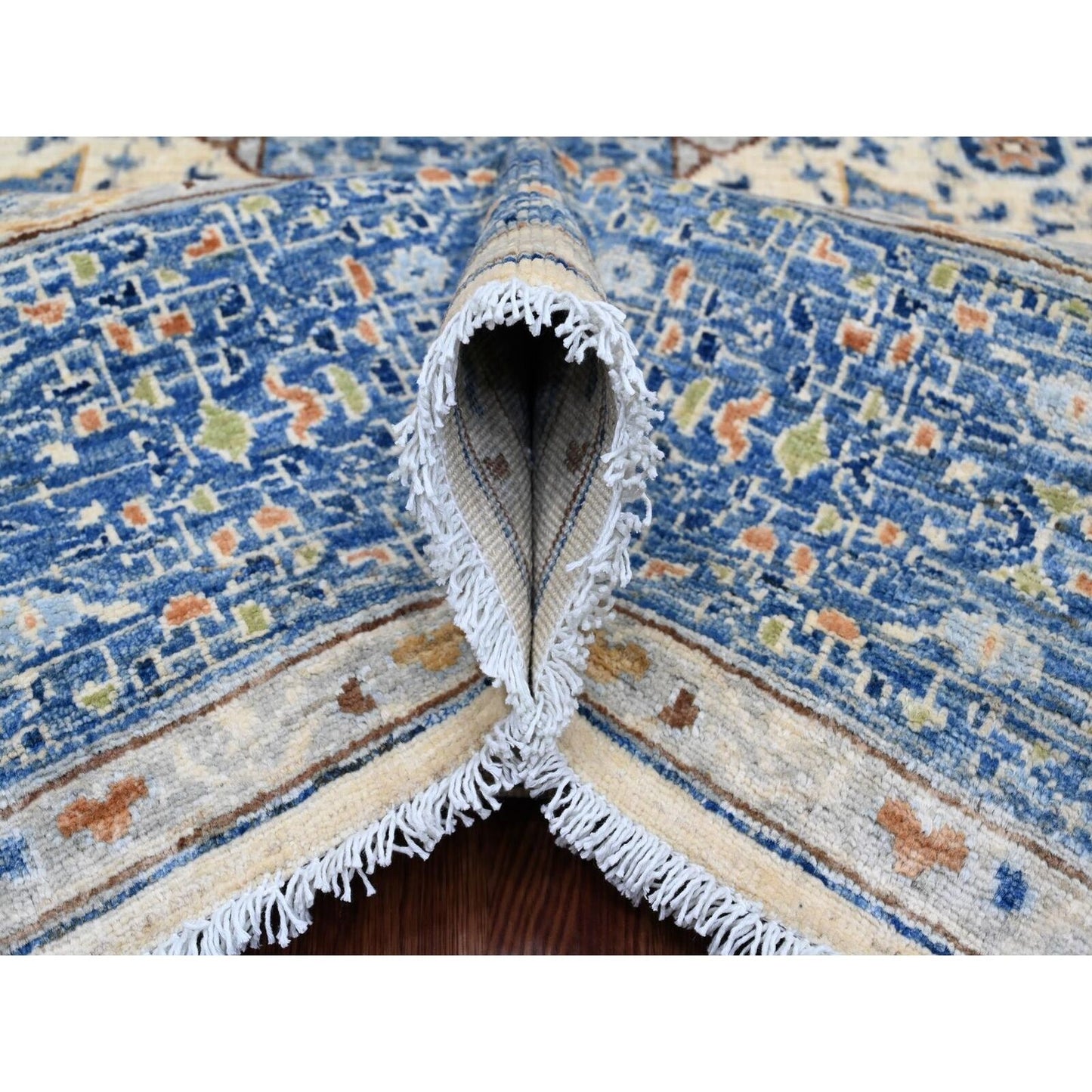 8'1"X9'8" White 14Th Century Mamluk Dynasty Pattern Wool Hand Knotted Rug