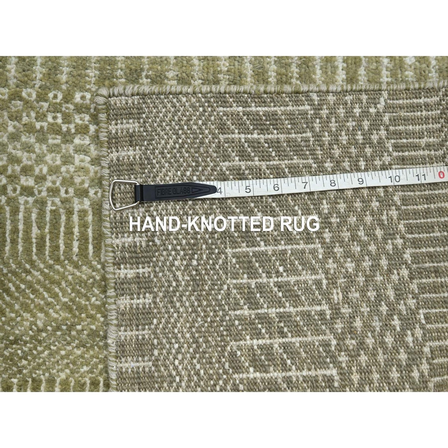 4'9"X6'9" Brown Grass Design Hand Knotted Wool And Silk Denser Weave Rug