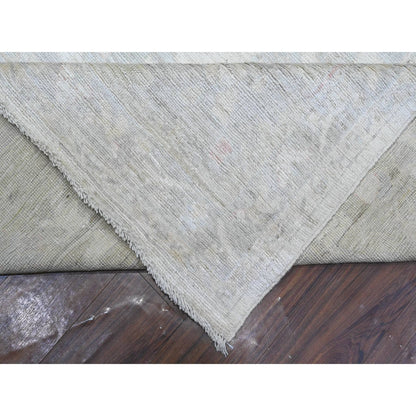 11'4"X15'5" Smoke White Wool Weft Afghan Angora Oushak Xl Oriental Rug