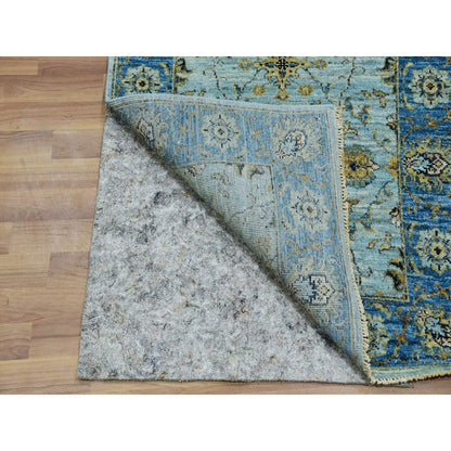2'8"X29'10" Blue Wool Shah Abbas Floral Design Hand Knotted Xl Runner Rug