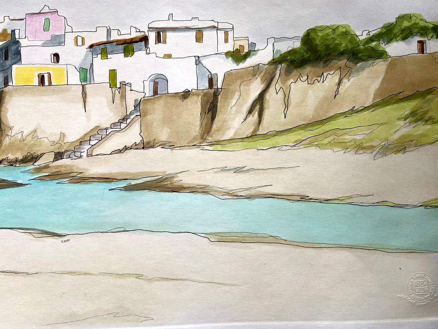 Aldo Riso 'Boats On The Shore' Stunning Hand-Painted 35X100 Authenticated-Signed