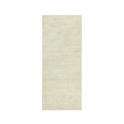 2'6"X6' White Luxuriouss Wool Hand Knotted Runner Oriental Rug