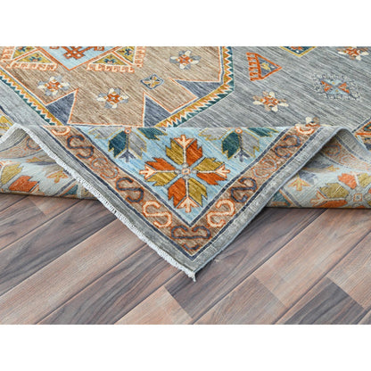 8'3"x9'7" Gray Wool Hand Knotted Armenian Inspired Design 200 KPSI Rug