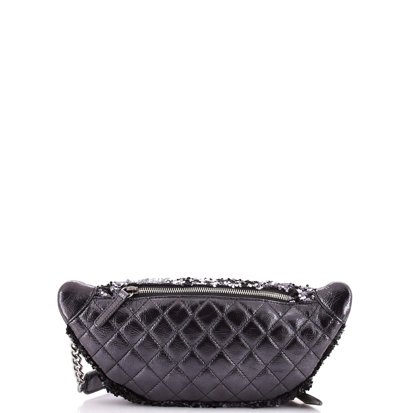 Chanel Cc Charm Zip Waist Bag Sequins And Quilted Lambskin
