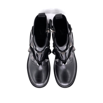 Valentino Garavani Women'S Roman Stud Combat Ankle Boots Leather