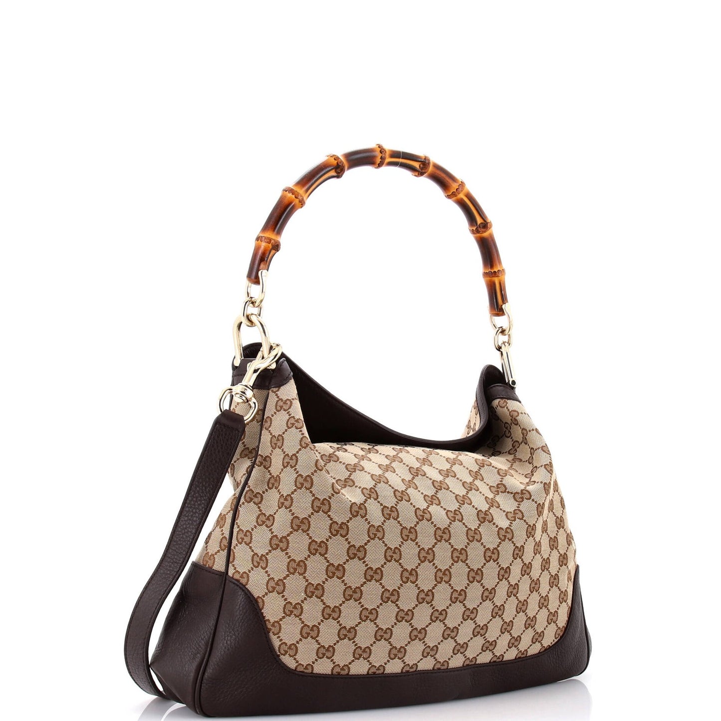 Gucci Diana Bamboo Shoulder Bag Gg Canvas Medium