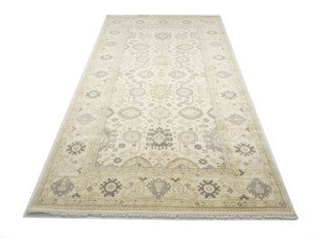 Rare Muted 9X18 Floral Oushak Chobi Rug Handmade Wool Carpet