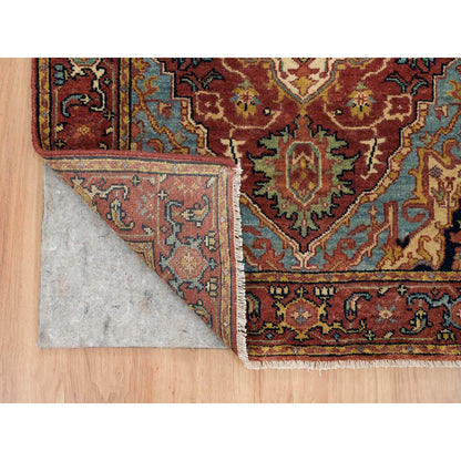 2'7"X18' Red Hand Knotted Fine Heris Re-Creation Wool Xl Runner Rug