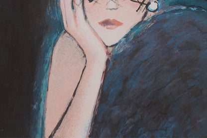 Jean-Pierre Cassigneul Lithograph Print "Veil Woman" Framed
