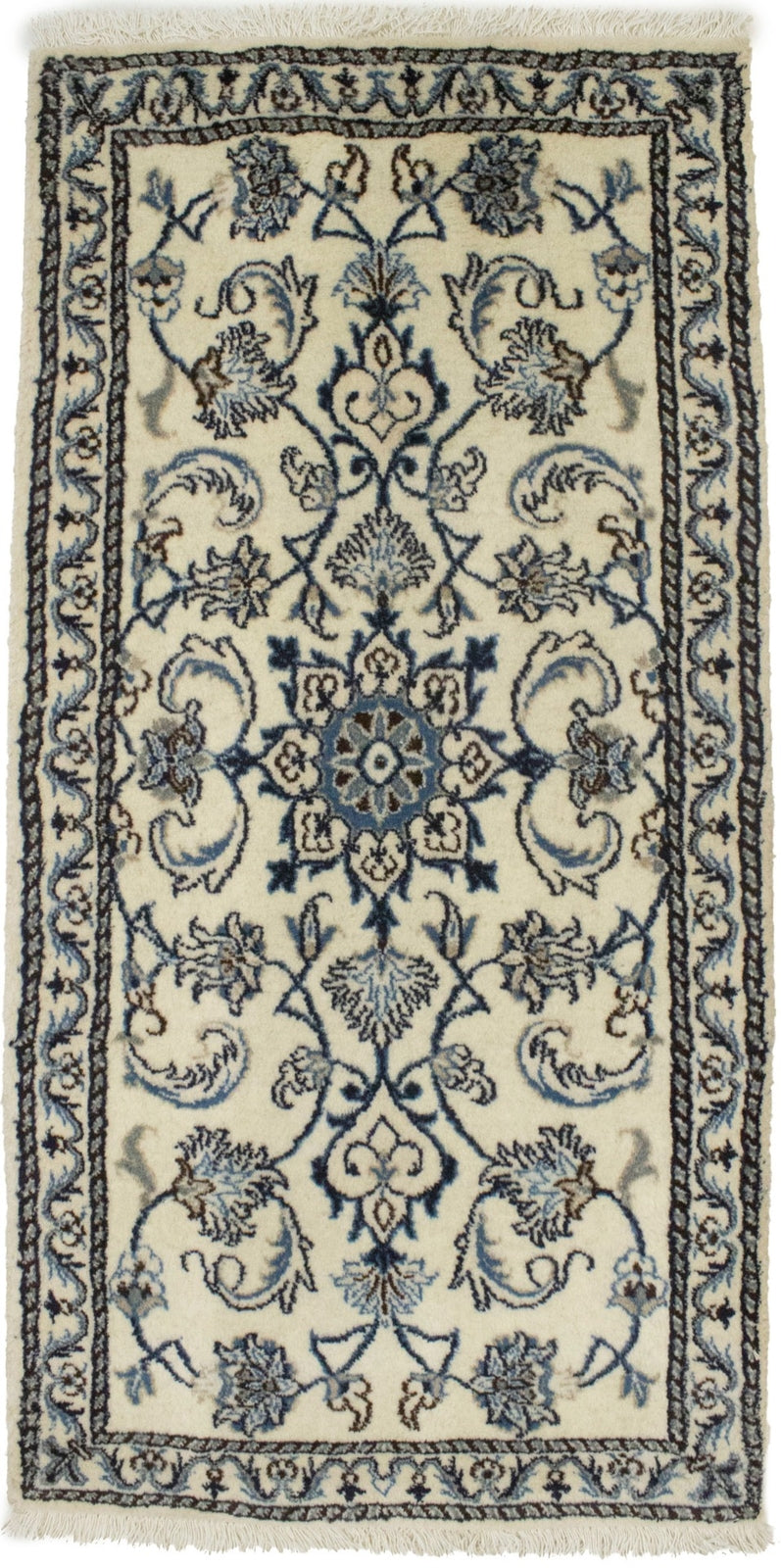 Vintage Nain Oriental Rug Cream Floral Classic