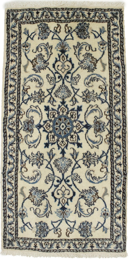 Vintage Nain Oriental Rug Cream Floral Classic
