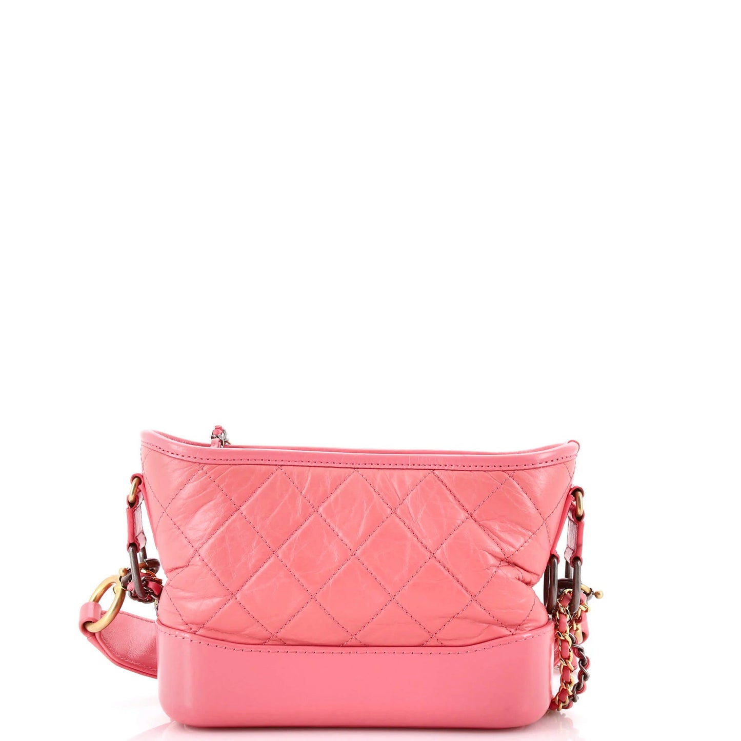 Chanel Gabrielle Hobo With Logo Handle Quilted Aged Calfskin Small