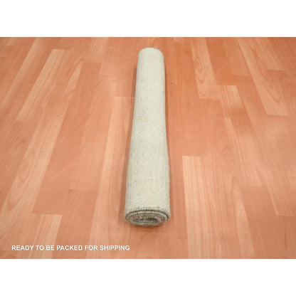 2'X3' Photon White Plain Line Design Silk With Oxidized Wool Mat Rug