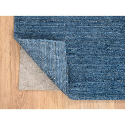 5'X7'1" Denim Blue Hand Loomed Modern Design Soft And Plush Wool Rug