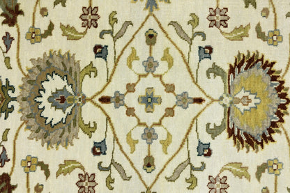 Hand-Knotted Cream Floral Design Osh Chobi Rug